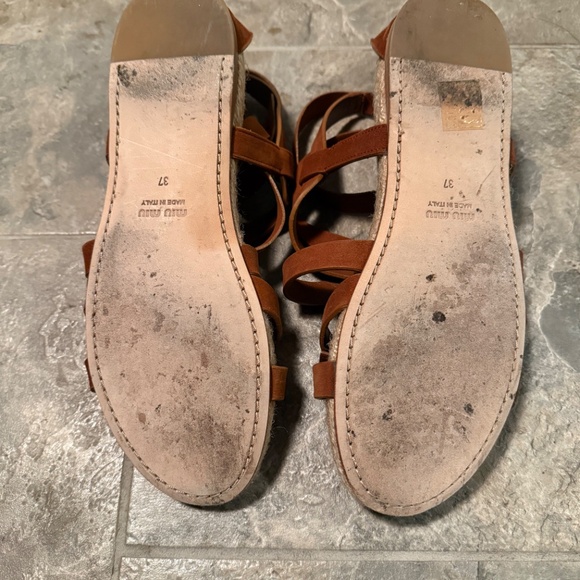 Miu Miu Brown Suede Espadrille Sandals - Picture 4 of 5